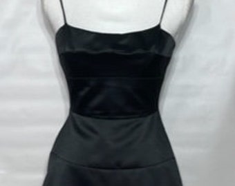 BCBG MaxAzaria Black Satin Fit and Flare Midi Dress. Size 2