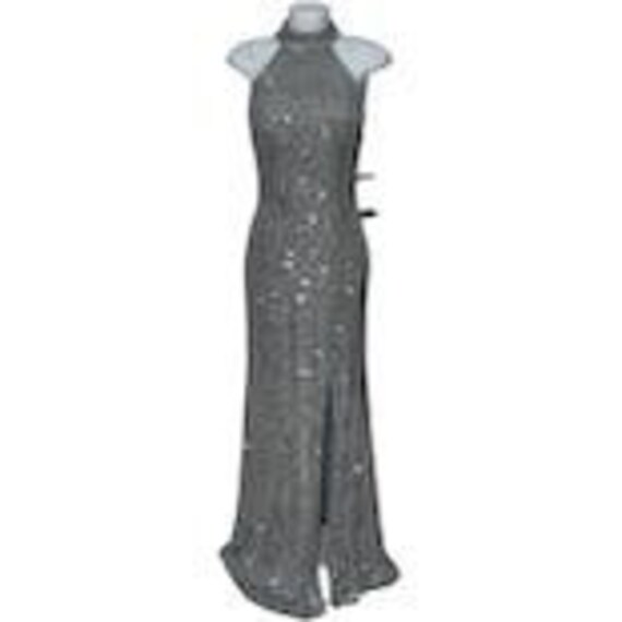 70s Style Silver Sequin Gown by Terani - image 2