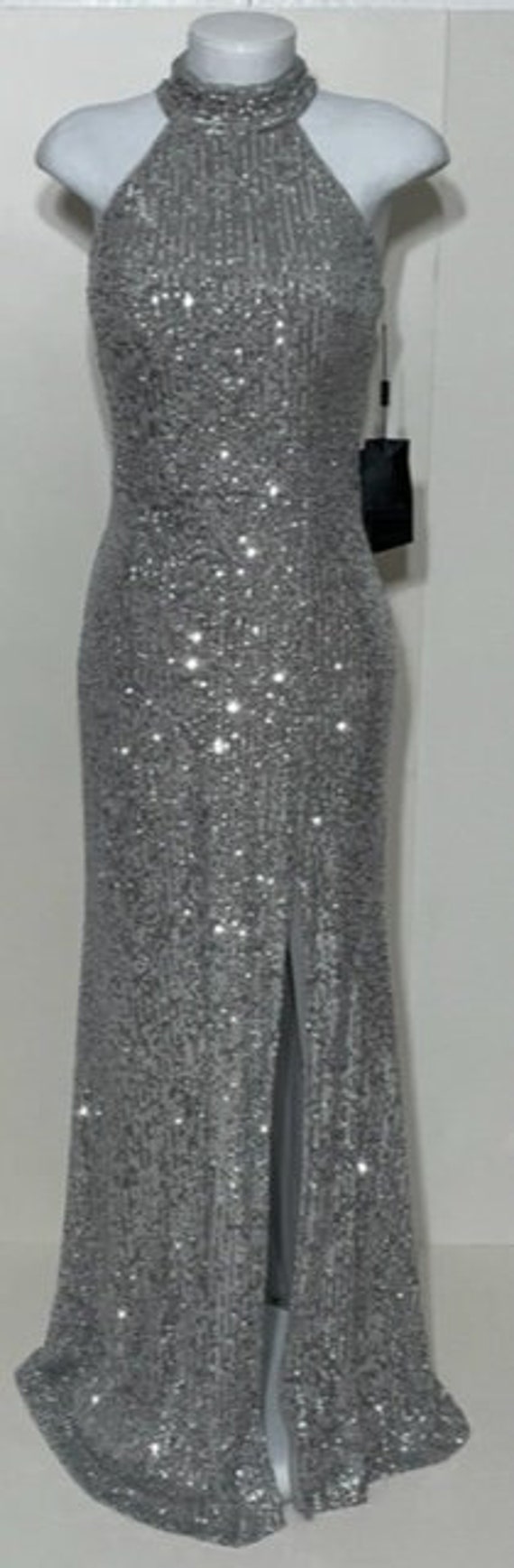 70s Style Silver Sequin Gown by Terani