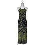 Enfocus Studio Navy und Grün Zick Zack Print Stretch Bodycon Kleid