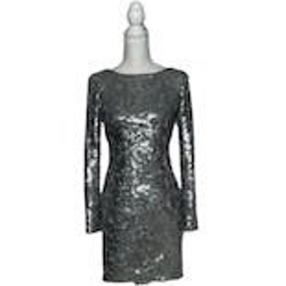 Aiden Mattox 90s Silver Sequin Bodycon Midi - image 1