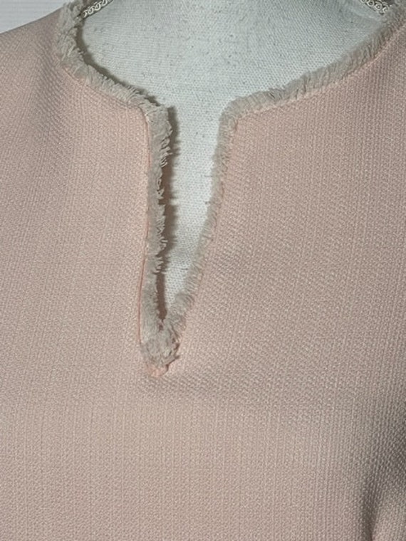 Karl Lagerfeld 00s Pink Knit Sheath Fringed Trim … - image 5