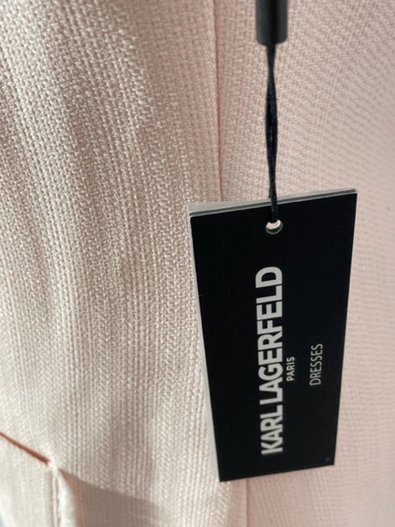Karl Lagerfeld 00s Pink Knit Sheath Fringed Trim … - image 3