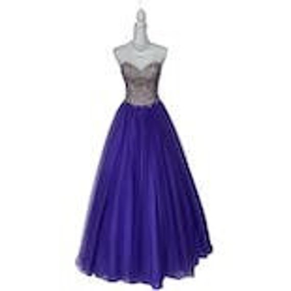 90s Purple Tulle Strapless Ball Gown