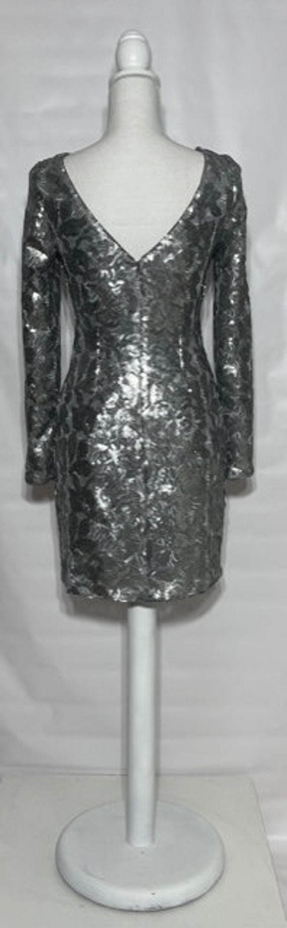 Aiden Mattox 90s Silver Sequin Bodycon Midi - image 4