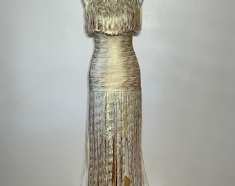 Athina Gold Foil Tassel Bandage Gown Size S