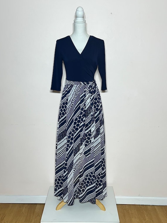 kate and lily maxi dress Kate and Lily Black, White & Yellow Floral Print Sheer Long Sleeve Maxi  Dress