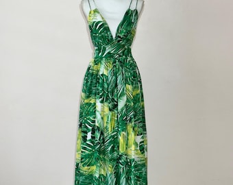 Tropical Palm Print Maxi Dress Size M