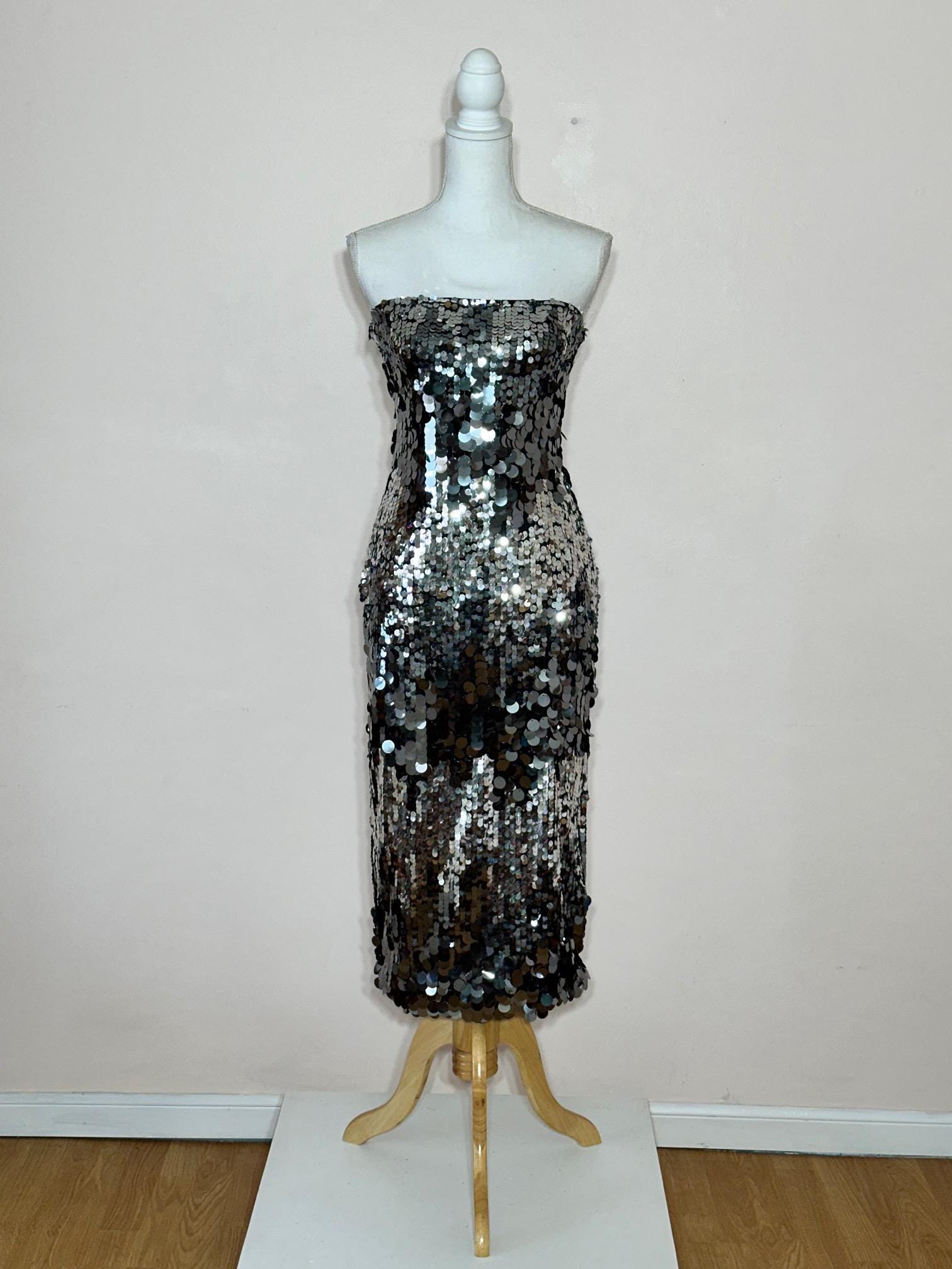 glitter tube dress Sequin Plaid Mini Tube Dress