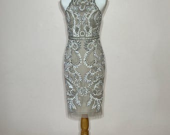 Adrianna Papell Biscotti Sequin Midi Dress Size 2