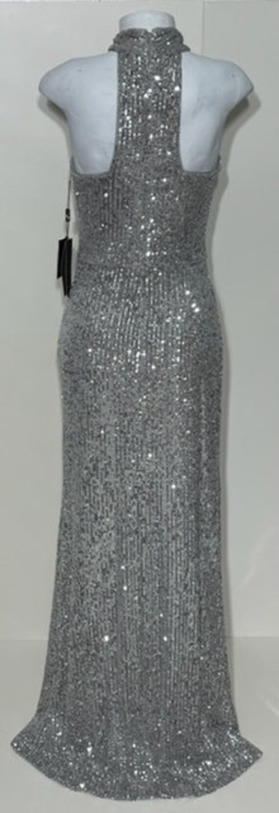 70s Style Silver Sequin Gown by Terani - image 3