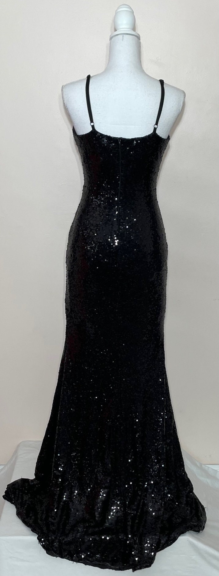 Sequin Wrap Gown Black