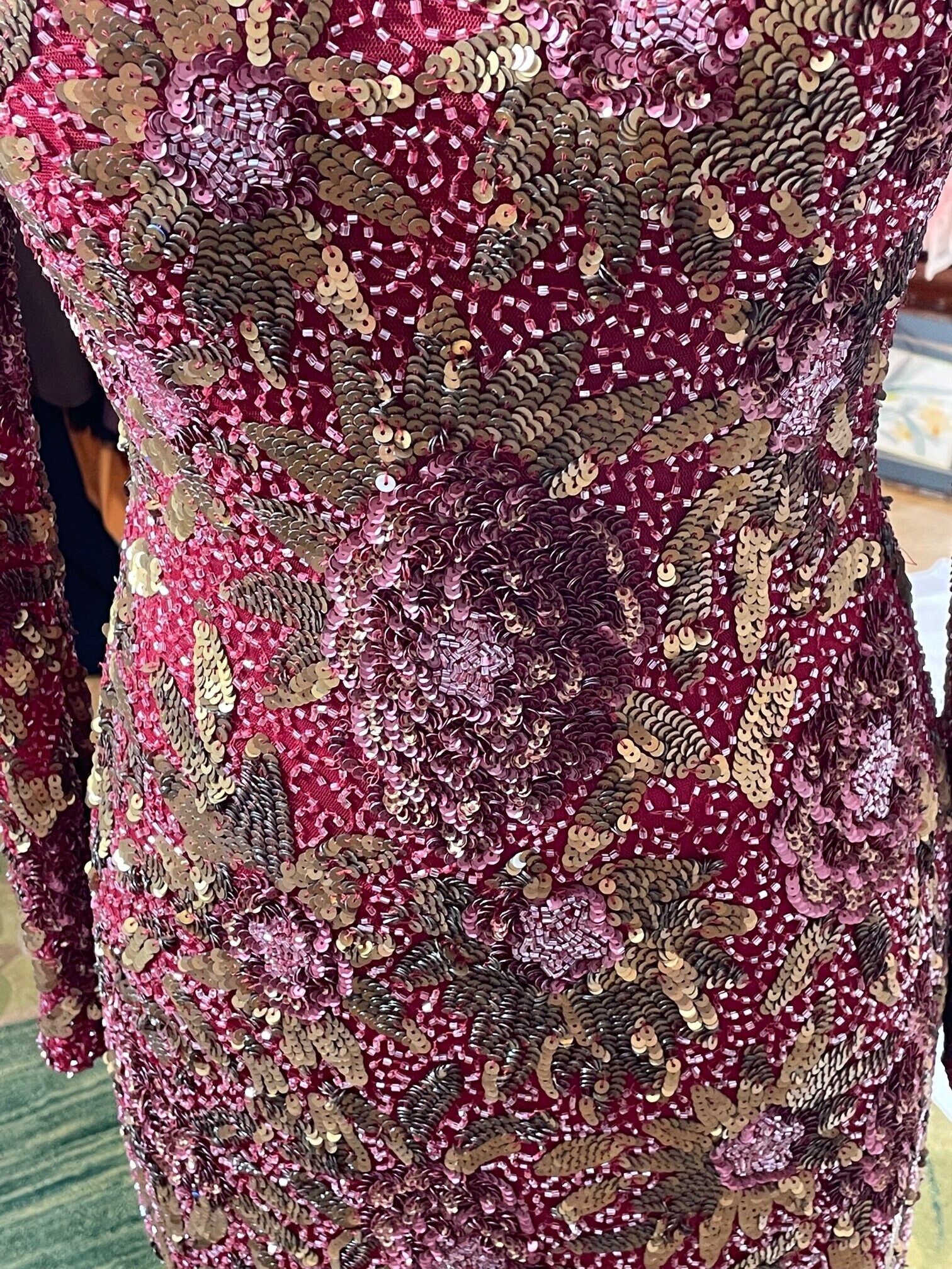 Delilah Sequin Embellished Gown (Burgundy)