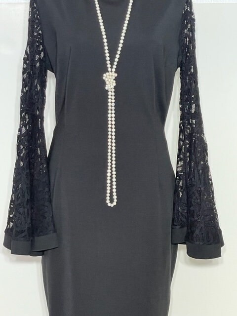 lace bell sleeve sheath dress Vintage Lace Bell Sleeve Dress