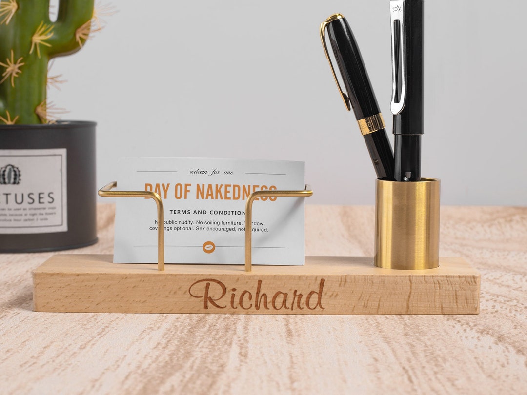 Custom Engraved Business Card Displaypersonalised Wooden Etsy