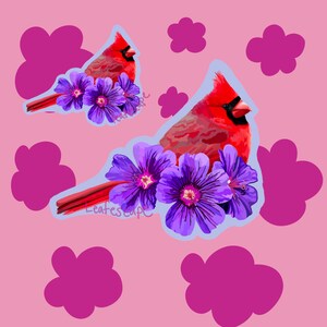 Pájaro y flor del estado, Cardenal -Pegatina de Illinois-