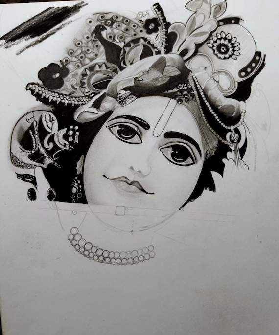 Baby Krishna Black And White