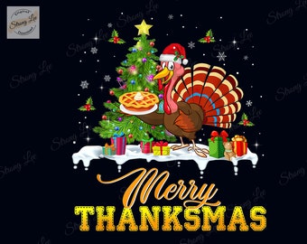 Funny Turkey Santa Png, Merry Thanksmas Christmas Png, Thanksgiving Png, Western Turkey Png, Thanksgiving Turkey Png, Thankful Turkey Png
