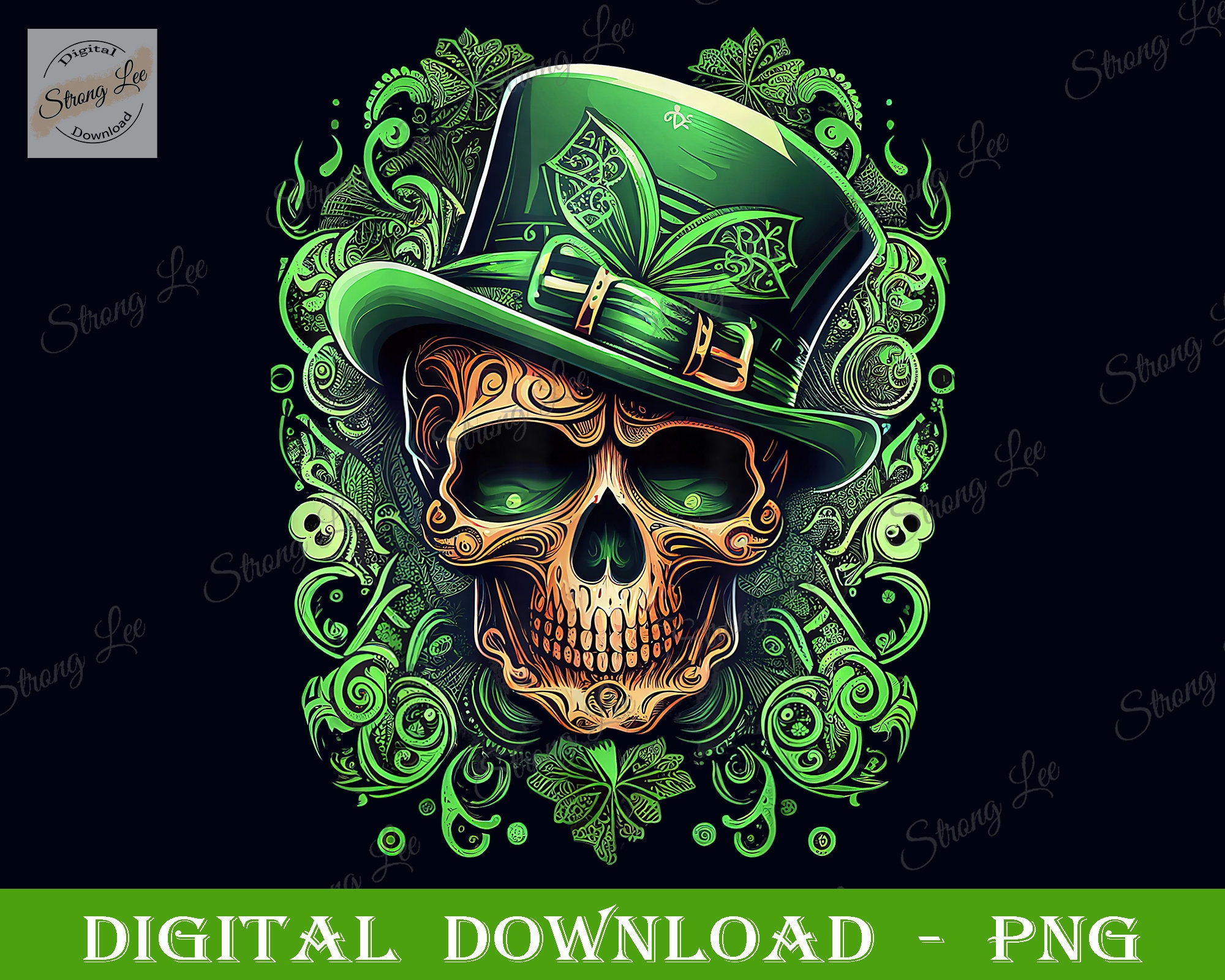 Skull Shamrocks St Patrick’s Day Png Funny St - Etsy