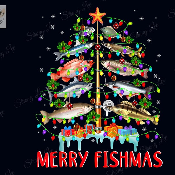 Merry Fishmas Lustiger Weihnachtsbaum Lichter Fisch Angelrute Png, Angeln Ornamente Png, Weihnachtsschmuck Baum Png, Erste Haus Ornament Png