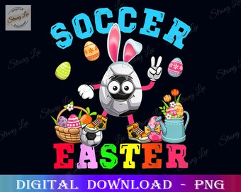 Soccer Easter PNG, Bunny Eggs Playing Soccer  Easter Sublimation Png Design, Hand Drawn Digital Download, Costume Player Soccer Easter Png
