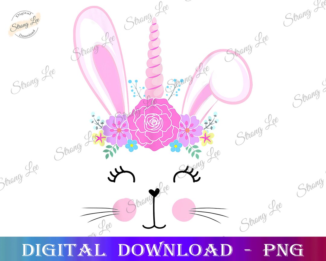 Easter Bunny Face PNG, Easter Sublimation PNG Design, Hand Drawn ...