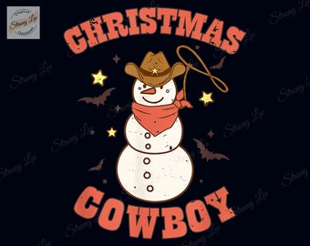 Howdy Snowman Png, Christmas Cowboy Png, Western Country Digital File Sublimacja, Merry Christmas Png, Vintage Christmas Cowboy Retro Png