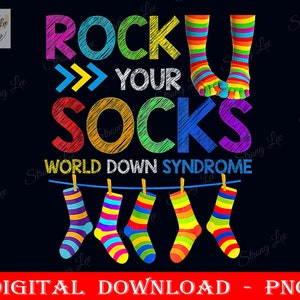 Rock Your Socks Awareness Png, World Down Syndrome Day Png, Sublimation Design, Blue & Yellow Awareness Ribbon,Digital Png, Instant Download