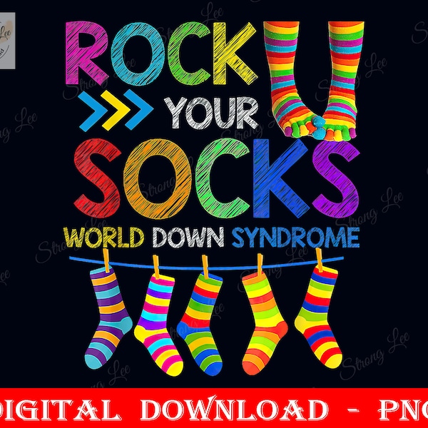 Rock Your Socks Awareness Png, World Down Syndrome Day Png, Sublimation Design, Blue & Yellow Awareness Ribbon, Digital Png, Instant Download