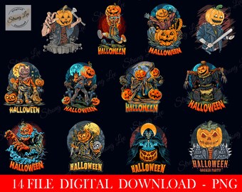Hallooween Pumpkin Head Png Bundle, Halloween Pumpkin Png, Trendy Halloween Digital, Halloween PNG , Sets Pumpkin Head Png, Horror Png