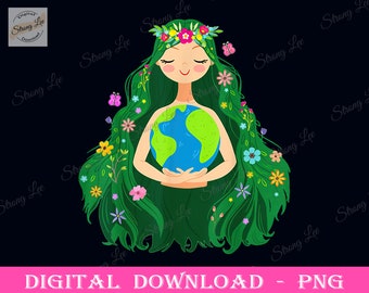 Green Mother Earth Day Png, Gaia Save Our Planet Png, Diseño de sublimación de mamá, Happy Earth Day Png, Gaia Mother's Day Png, Planet Earth Png