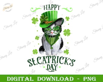 Happy St Cat Tricks Day png, Funny St Patrick&#39;s day png, St. Patrick&#39;s Day Sublimation Png, Digital Download, Paddy&#39;s Day design, Cat Png