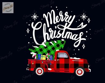 Merry Christmas Buffalo Truck Tree Red Plaid Family Matching Png, Christmas Truck Png, Christmas Tree Png, Christmas Png, Buffalo Plaid Png