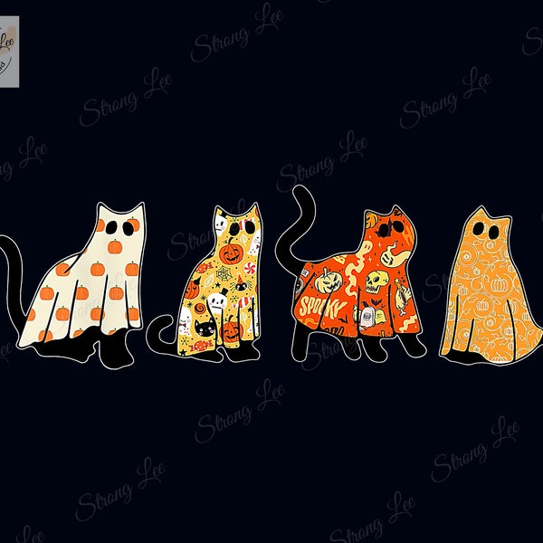 Halloween Ghost Cats Png, Ghost Cats Png, Cute Cats Halloween Design, Halloween Ghost, Cat Png, Ghost Png, Halloween Cat, Cat Lover Png
