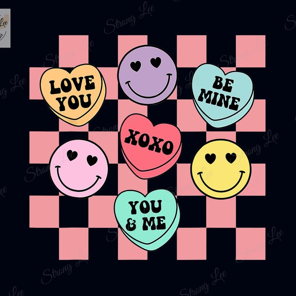 Conversation Heart Candy Png, Retro Groovy Valentine's Day Sublimation, Retro Valentines Png, Trendy Valentine's Day, Heart Candy Valentines