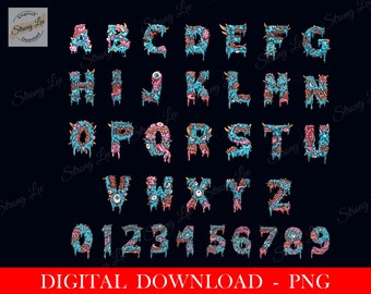 Monster Alphabet Hallooween Png, Halloween Alphabet Doodle Bundle, Trendy Halloween Digital, Halloween PNG Letters, Sets Numbers Png