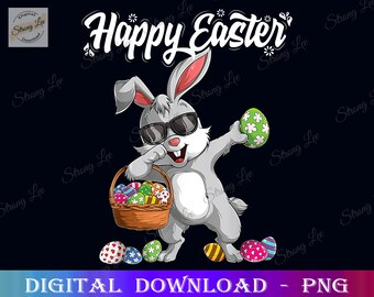 Dabbing Rabbit Easter Day PNG, Easter Sublimation PNG Design, Hand Drawn Digital Download, Easter Day PNG, Bunny Easter Eggs Png, Cute Bunny
