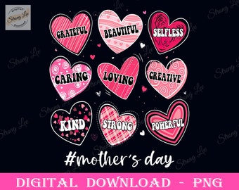Happy Mother's Day Png, Retro Mother's Day Png, Mom Sublimation Design, Mother's Day Png, Mother's Day Hearts Mom Day Ideas, Love Mom Png