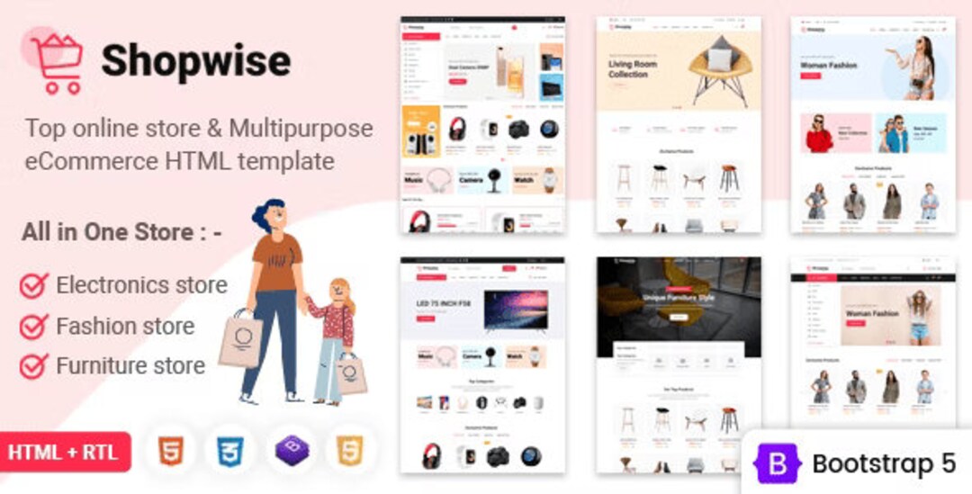 Shopwise - Ecommerce Bootstrap 5 Multipurpose HTML Template - Etsy