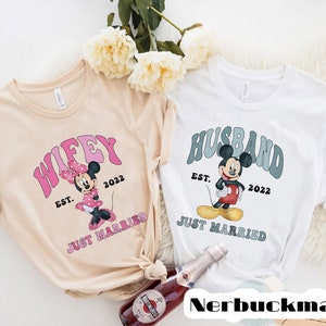 Disney Couple Shirt, Wife And Husband Custom Shirts, Disney Honeymoon Couple Shirt, Just Married, Disney Wedding, Disneyland Vacation