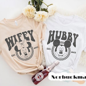 Disney Wife And Husband Shirt, Disney Couple Vacation Shirts, Valentines Day Disney T-shirt, Couple Valentines Day Gift, Disney Couple Shirt