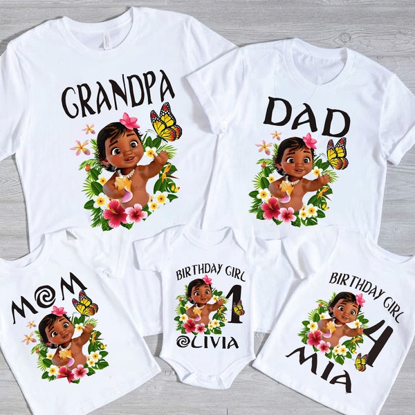 Moana Birthday T-Shirt, Moana Family Shirts, Baby Moana Family Birthday Shirt, Personalized Moana Apparel, Birthday Girl T-Shirt.