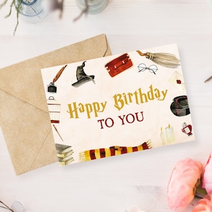 Wizard Happy Birthday Card, DIGITAL Download, Printable Birthday Card Featuring Colorful Daisy, Happy Birthday Printable Card, DISY