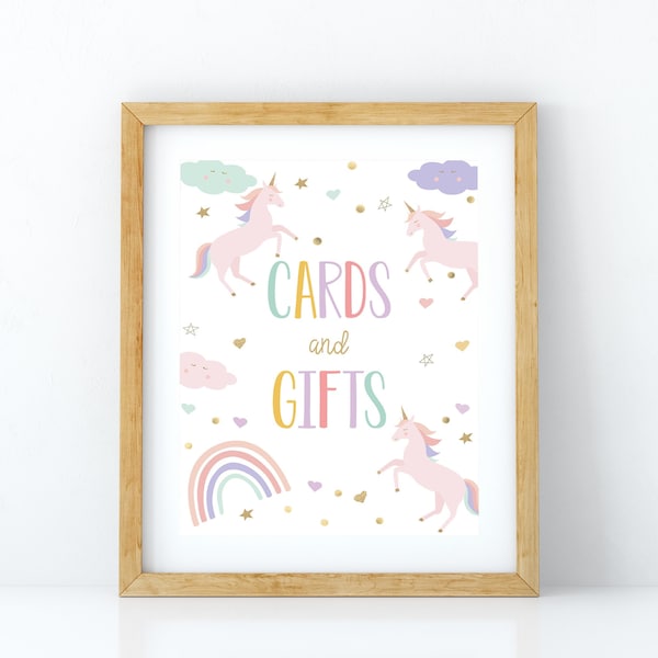 Unicorn Birthday Cards and Gifts Sign, Magical Party Decor, Girl Pink Pastel First Digital Unicorn Party Theme, Rainbow Theme, UNC