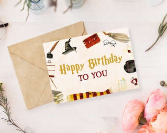 Wizard Happy Birthday Card, DIGITAL Download, Printable Birthday Card Featuring Colorful Daisy, Happy Birthday Printable Card, DISY