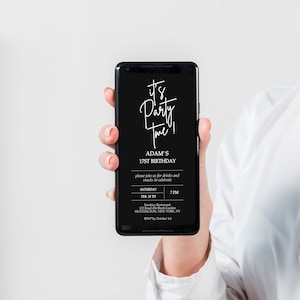 Modern Minimal Digital Invitation Template, Mobile Invitation, e-invite Phone Invitations, Black and White Simple Text Message Invite