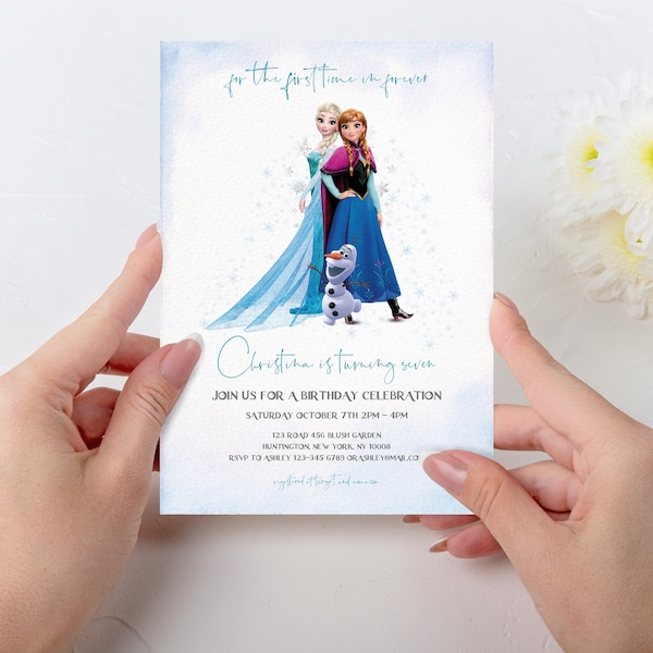 Frozen Editable Birthday Invitation Template, Editable Frozen Birthday Invitation Template, Princess Girl Evite, Snow Birthday, FRZN