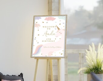 Unicorn Welcome Sign Editable Template, Unicorn Birthday Welcome Sign, Simple, Unicorn Party Signs, Editable Welcome Sign, Instant, UNC