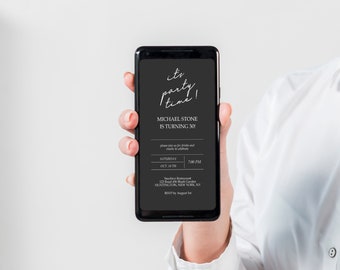 Black and White Modern Minimal Digital Invitation Template, Mobile Invitation, e-invite Phone Invitations, Simple Text Message Invite