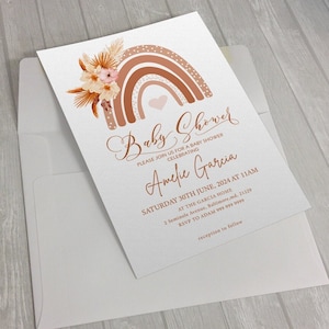 Boho Rainbow Baby Shower Invitation Template, Printable Baby Shower Invitation, Gender Neutral, Boy, Girl, Editable, Instant Download, BHRB